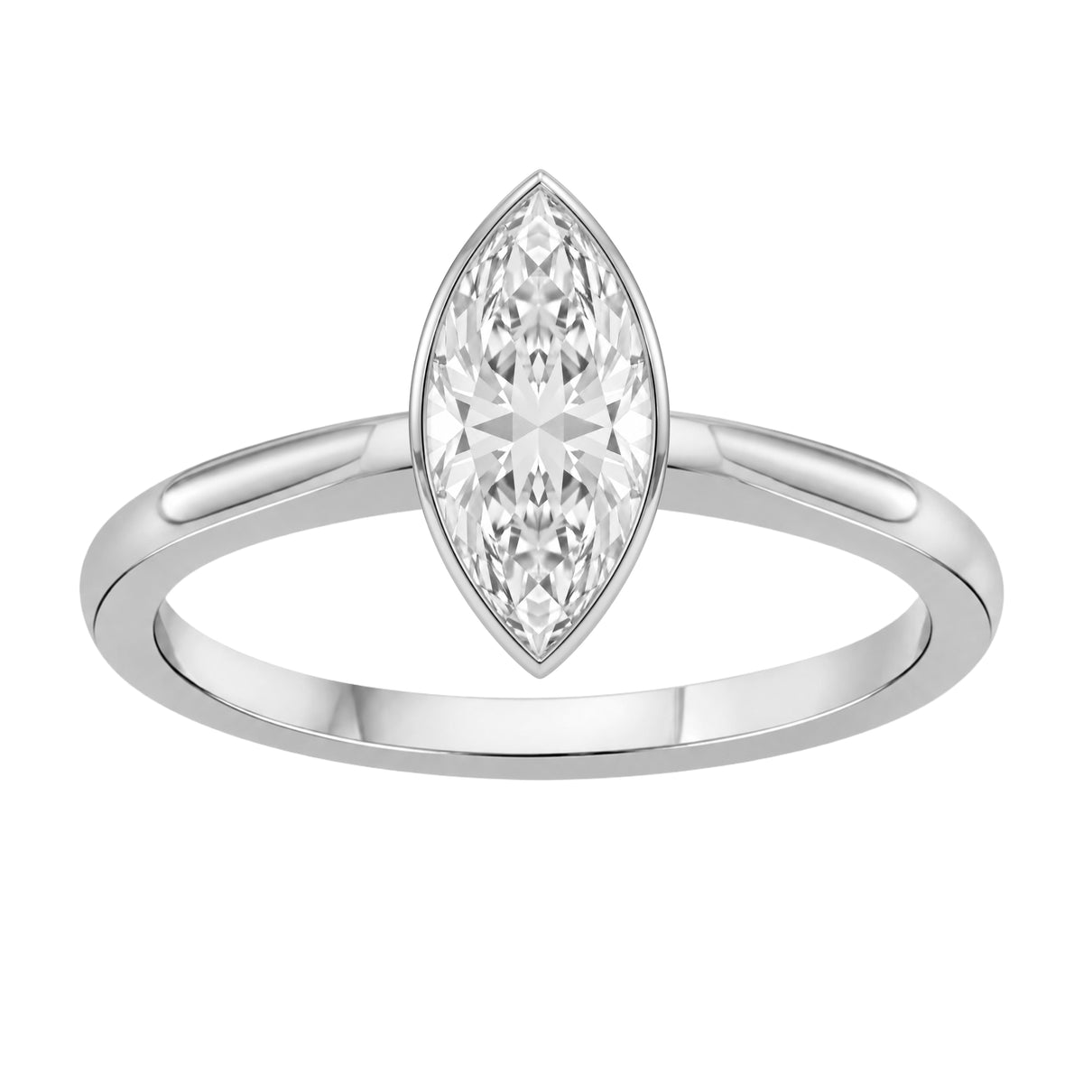 Lab-Grown Diamond Marquise Cut Solitaire Bezel Engagement Ring in 14K White Gold or 14K Yellow Gold