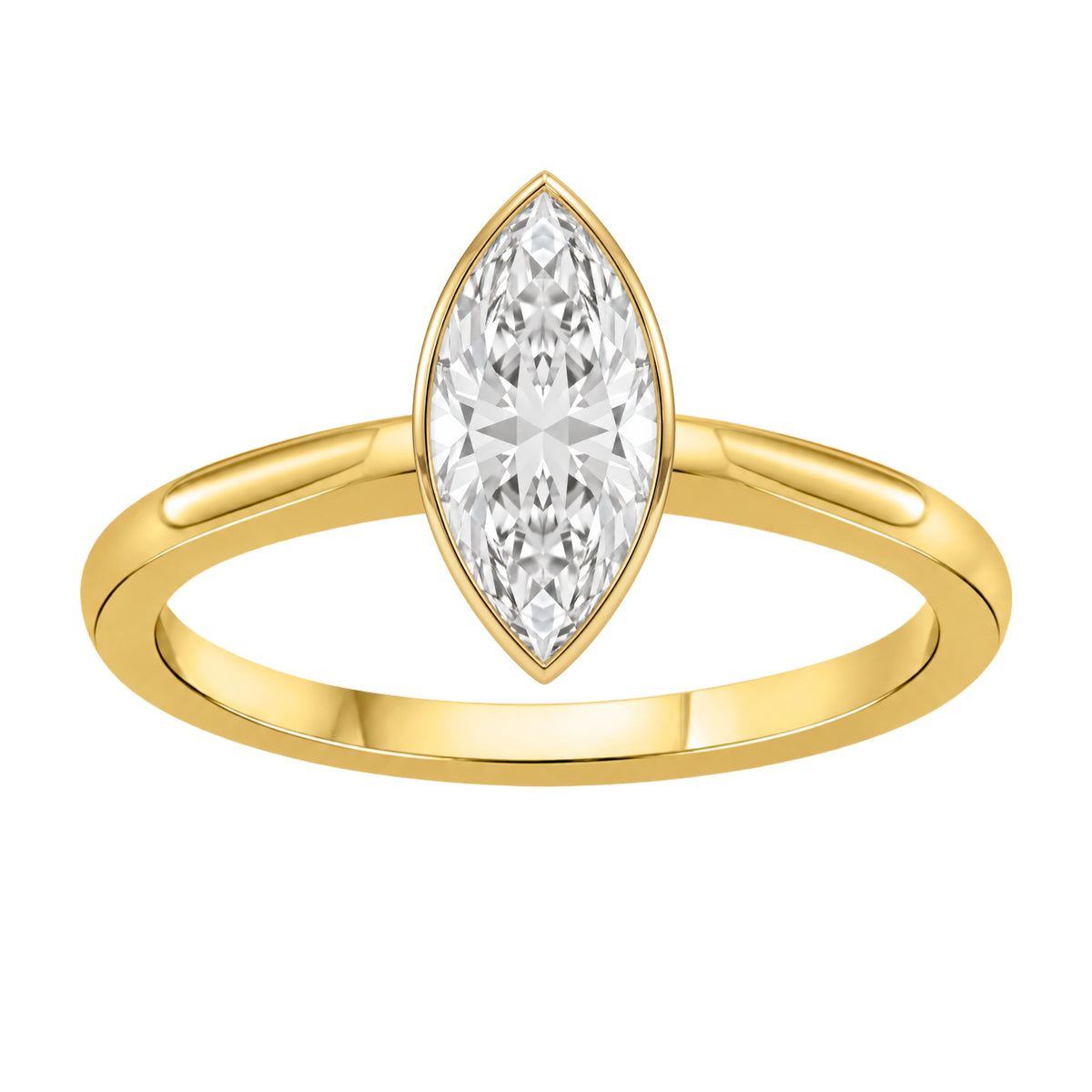 Lab-Grown Diamond Marquise Cut Solitaire Bezel Engagement Ring in 14K White Gold or 14K Yellow Gold