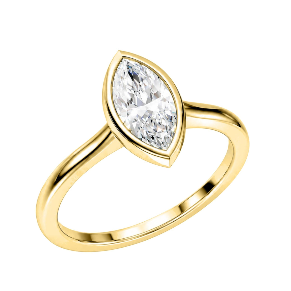 Lab-Grown Diamond Marquise Cut Solitaire Bezel Engagement Ring in 14K White Gold or 14K Yellow Gold