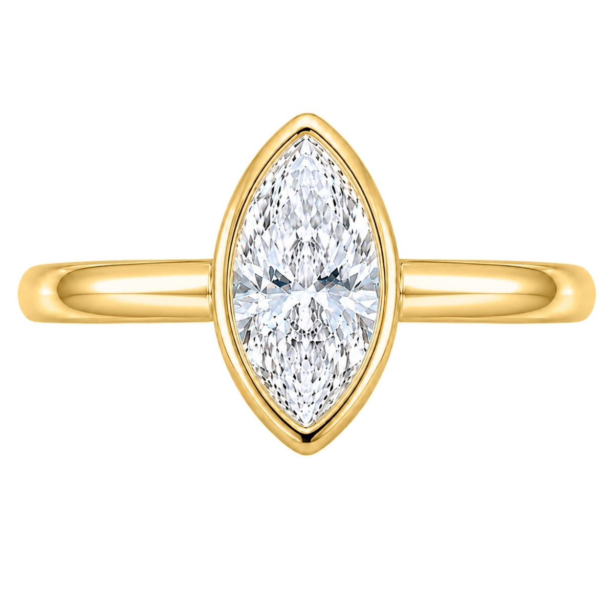 Lab-Grown Diamond Marquise Cut Solitaire Bezel Engagement Ring in 14K White Gold or 14K Yellow Gold