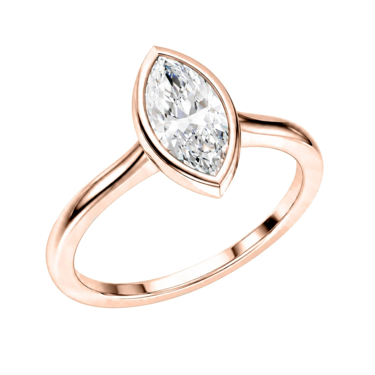 Lab-Grown Diamond Marquise Cut Solitaire Bezel Engagement Ring in 14K White Gold or 14K Yellow Gold