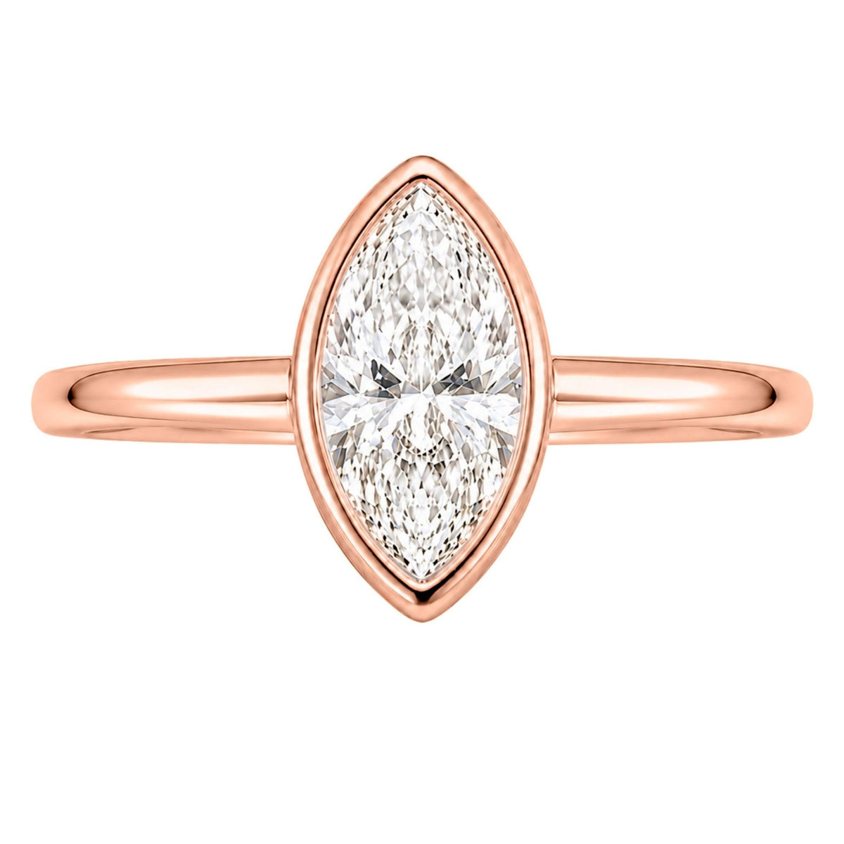 Lab-Grown Diamond Marquise Cut Solitaire Bezel Engagement Ring in 14K White Gold or 14K Yellow Gold
