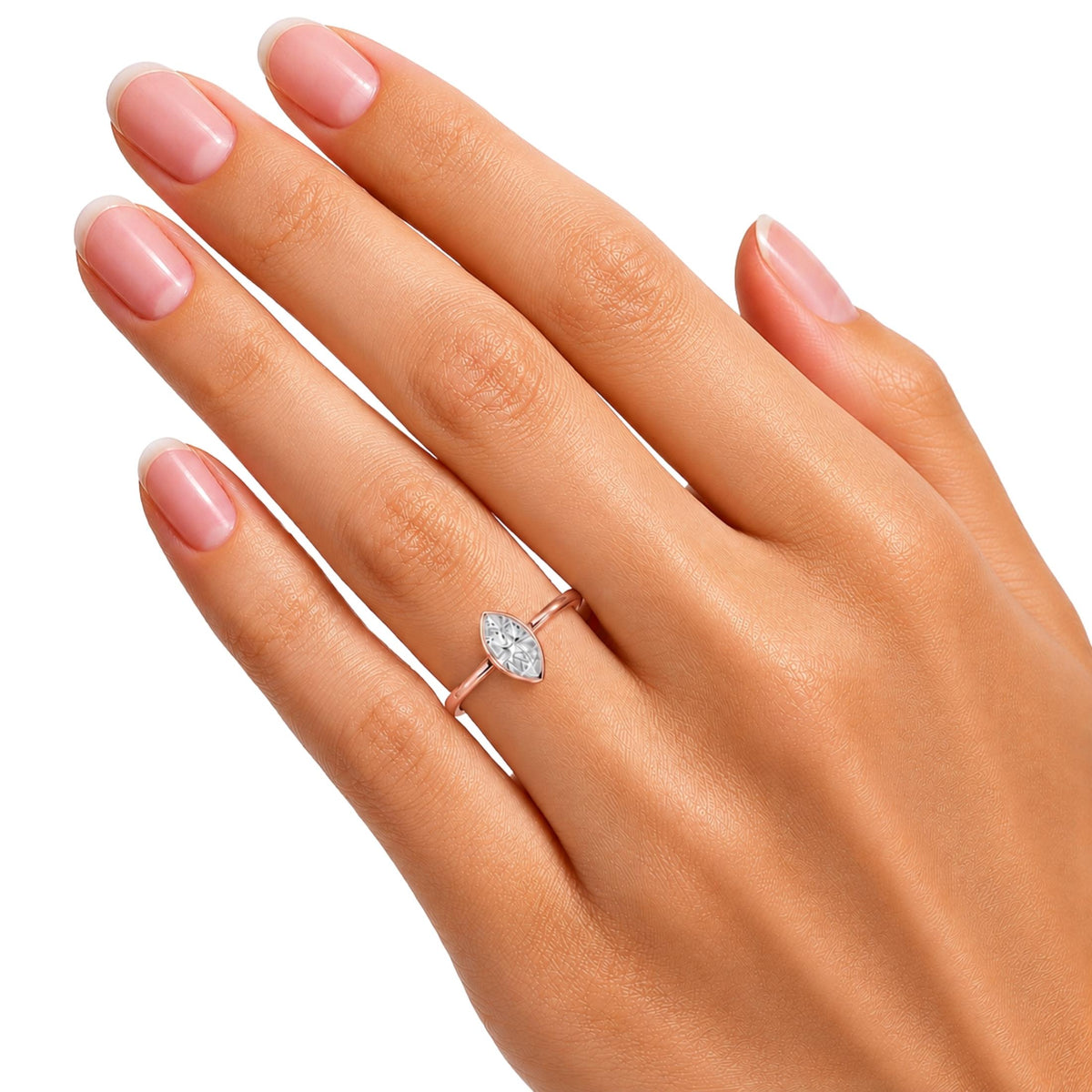 Lab-Grown Diamond Marquise Cut Solitaire Bezel Engagement Ring in 14K White Gold or 14K Yellow Gold