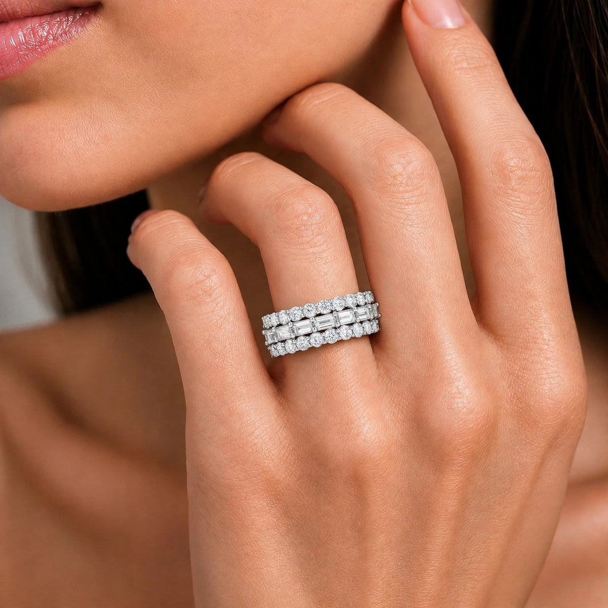 4.1 ct. T.W. Lab-Grown Diamond Round Band Wedding Ring in Sterling Silver or 14K Gold over Silver