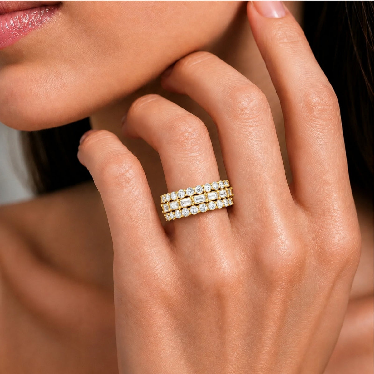 4.1 ct. T.W. Lab-Grown Diamond Round Band Wedding Ring in Sterling Silver or 14K Gold over Silver