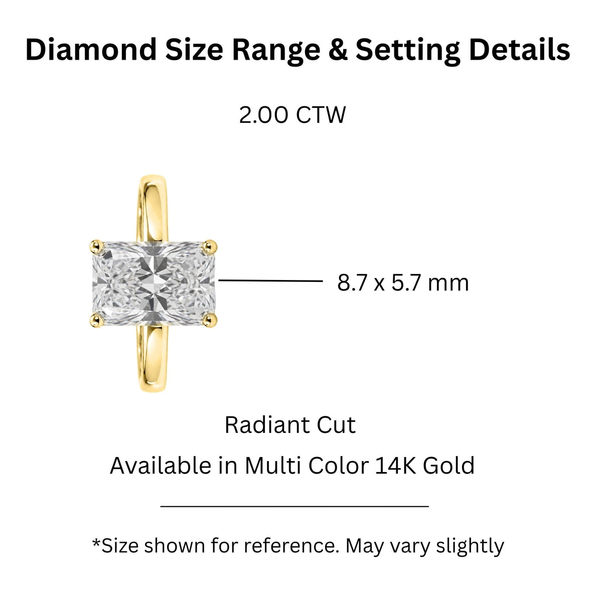 Lab-Grown Diamond Radiant Cut Solitaire Engagement Ring in 14K White Gold or 14K Yellow Gold