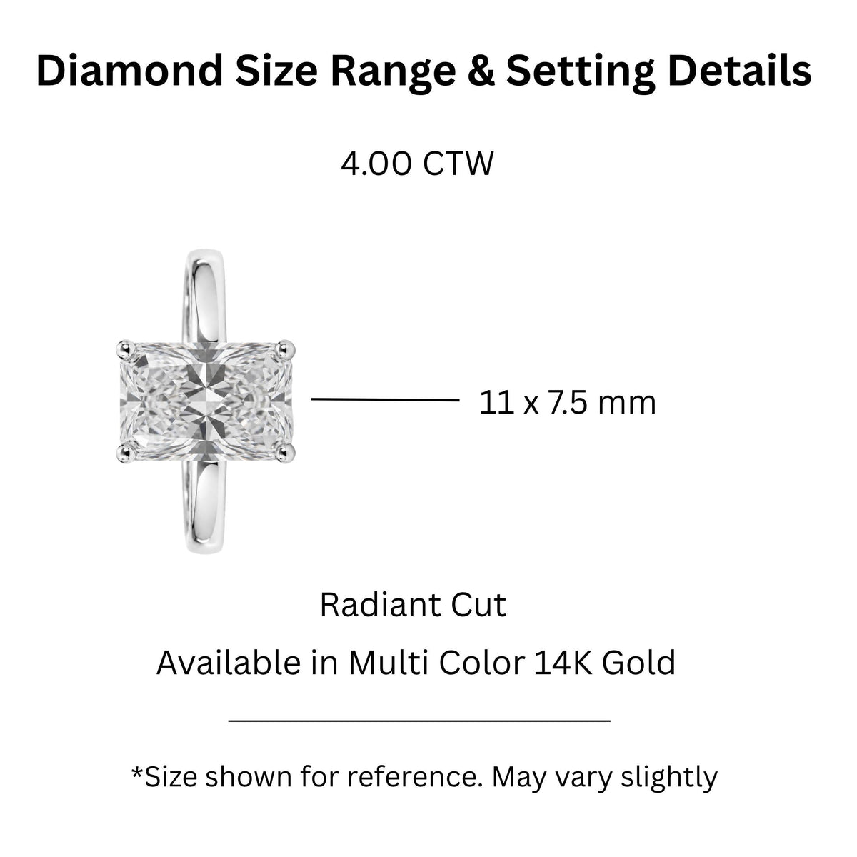 Lab-Grown Diamond Radiant Cut Solitaire Engagement Ring in 14K White Gold or 14K Yellow Gold