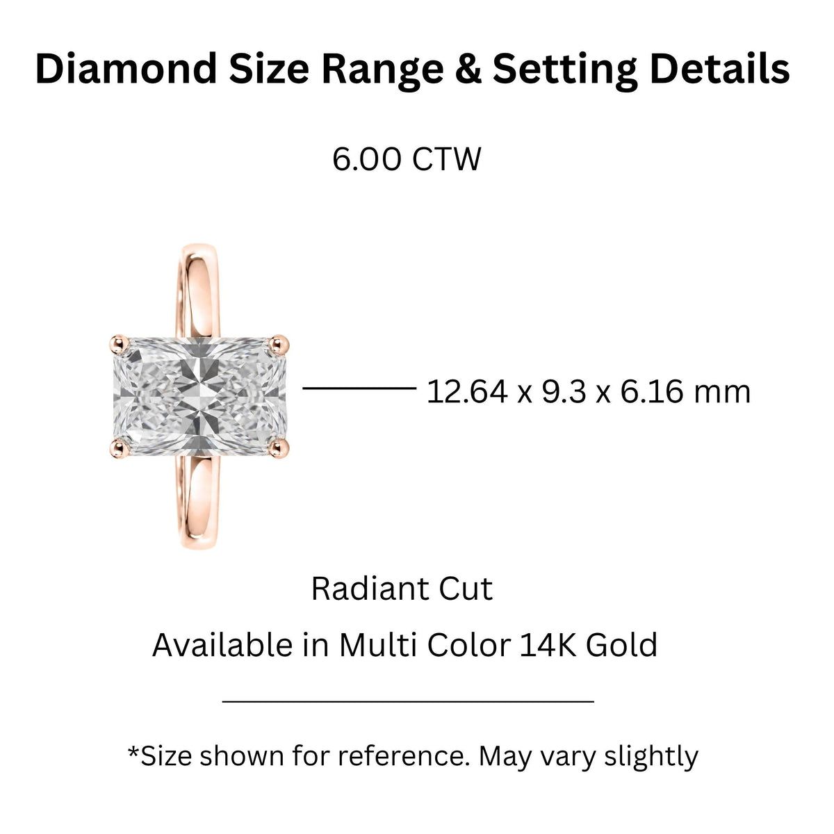 Lab-Grown Diamond Radiant Cut Solitaire Engagement Ring in 14K White Gold or 14K Yellow Gold