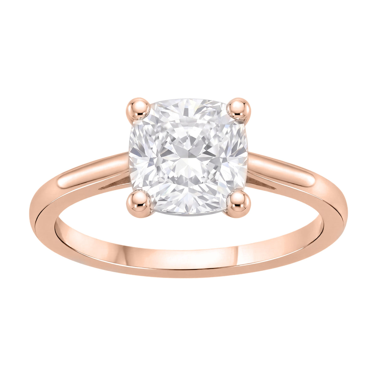 Lab-Grown Diamond Cushion Cut Solitaire Engagement Ring in 14K White Gold or 14K Yellow Gold