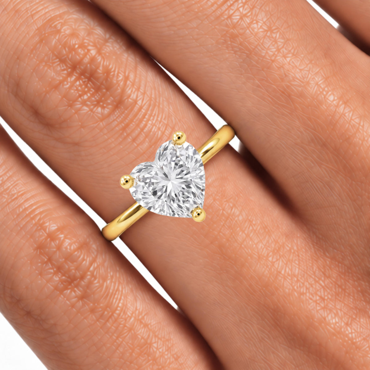 Lab-Grown Diamond Heart Cut Solitaire Engagement Ring in 14K White Gold or 14K Yellow Gold