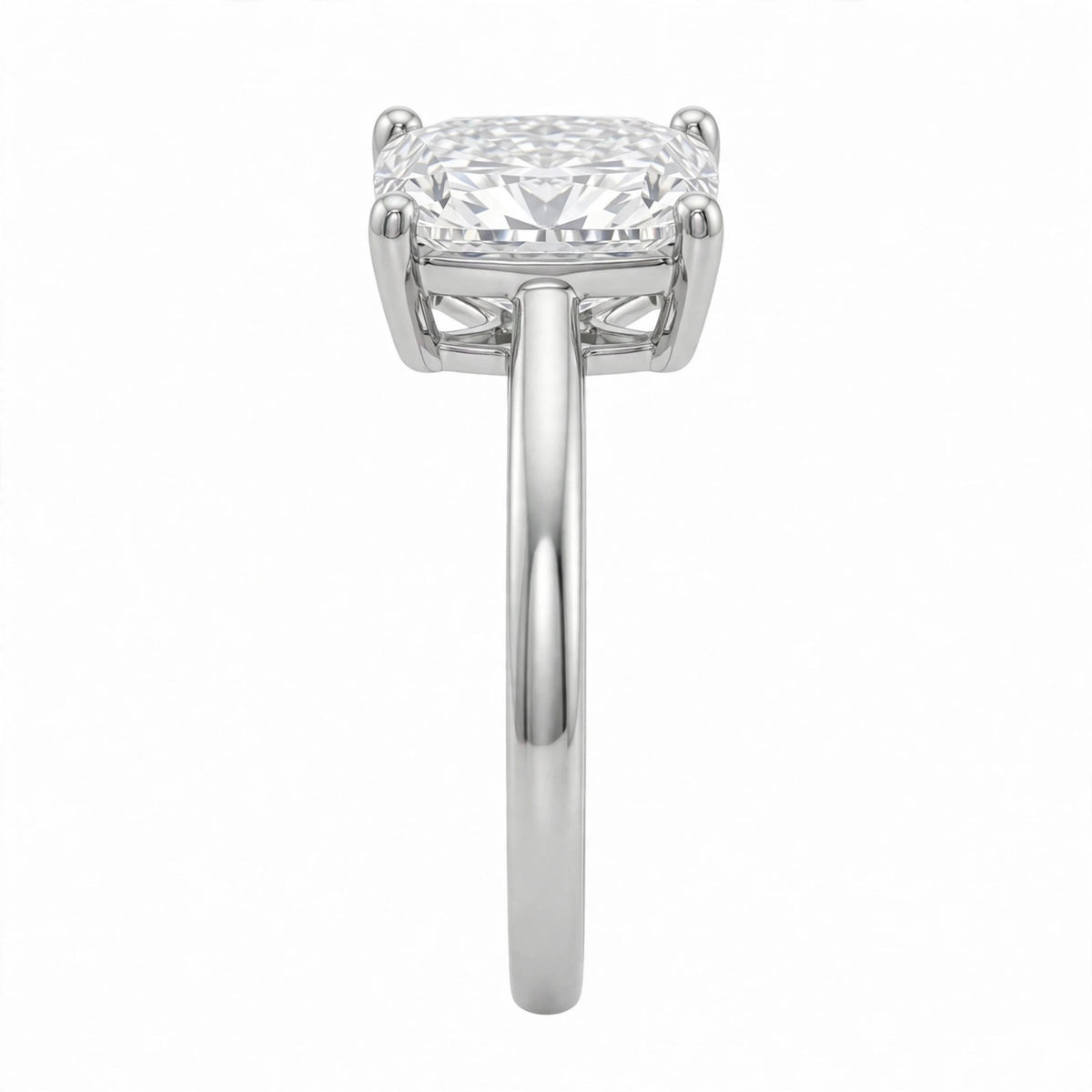 Lab-Grown Diamond Long Cushion Cut Solitaire Engagement Ring in 14K White Gold or 14K Yellow Gold