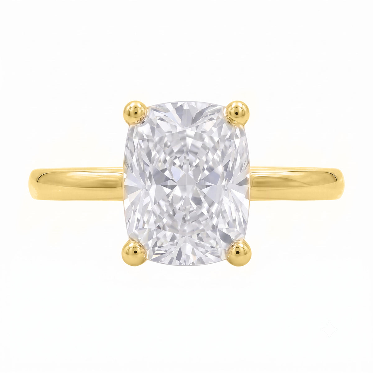 Lab-Grown Diamond Long Cushion Cut Solitaire Engagement Ring in 14K White Gold or 14K Yellow Gold