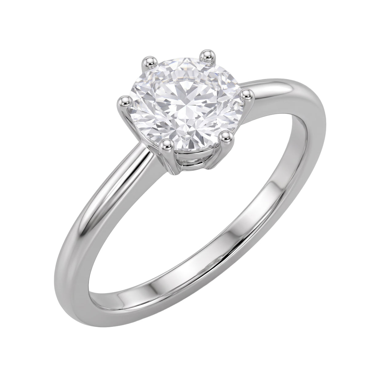 Lab-Grown Diamond Round Cut Solitaire Engagement Ring in 14K White Gold or 14K Yellow Gold