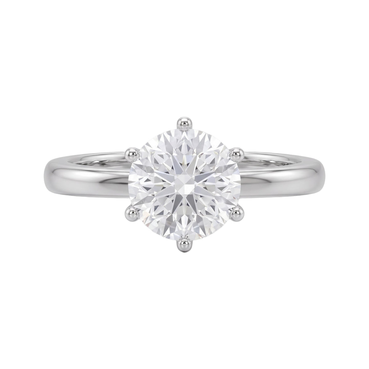 Lab-Grown Diamond Round Cut Solitaire Engagement Ring in 14K White Gold or 14K Yellow Gold