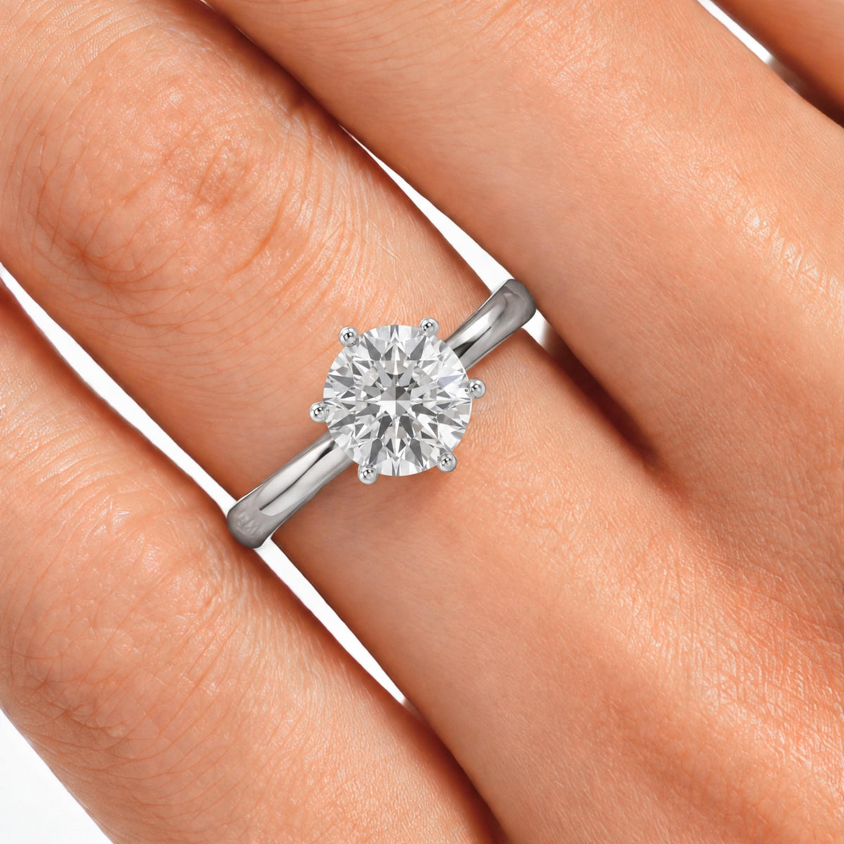 Lab-Grown Diamond Round Cut Solitaire Engagement Ring in 14K White Gold or 14K Yellow Gold