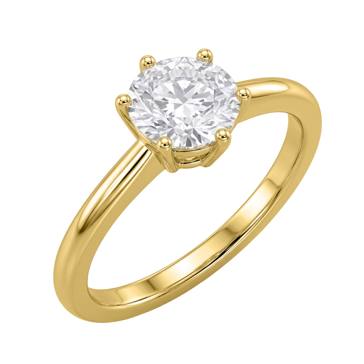 Lab-Grown Diamond Round Cut Solitaire Engagement Ring in 14K White Gold or 14K Yellow Gold
