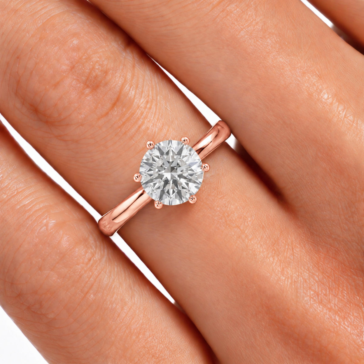 Lab-Grown Diamond Round Cut Solitaire Engagement Ring in 14K White Gold or 14K Yellow Gold