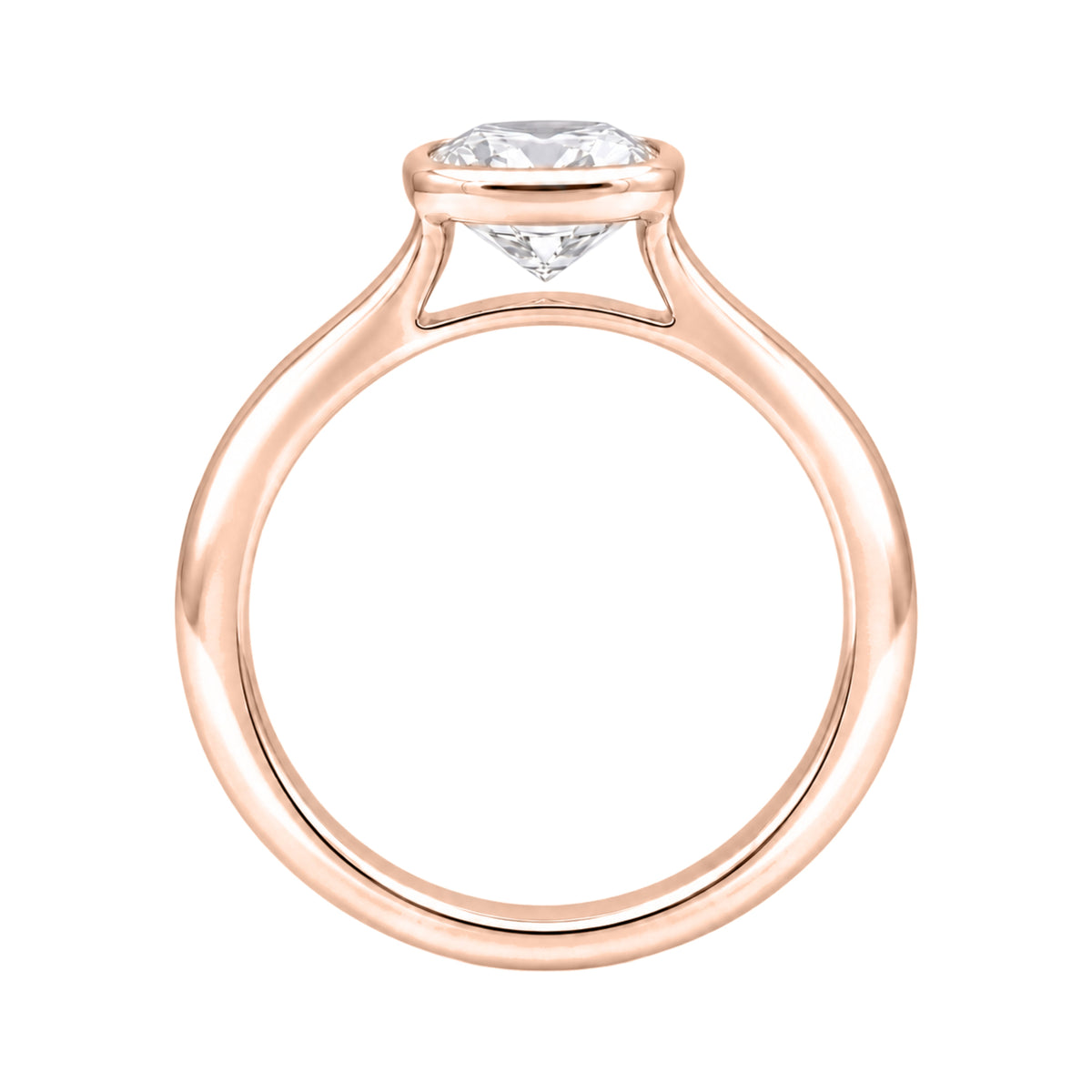 Lab-Grown Diamond Cushion Cut Solitaire Bezel Engagement Ring in 14K White Gold or 14K Yellow Gold