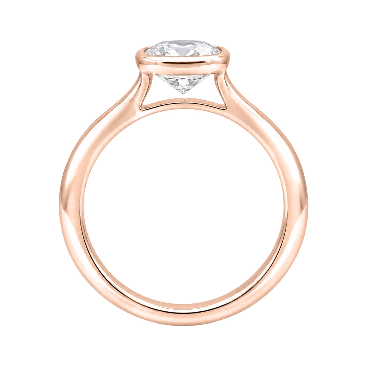 Lab-Grown Diamond Long Cushion Cut Solitaire Bezel Engagement Ring in 14K White Gold or 14K Yellow Gold