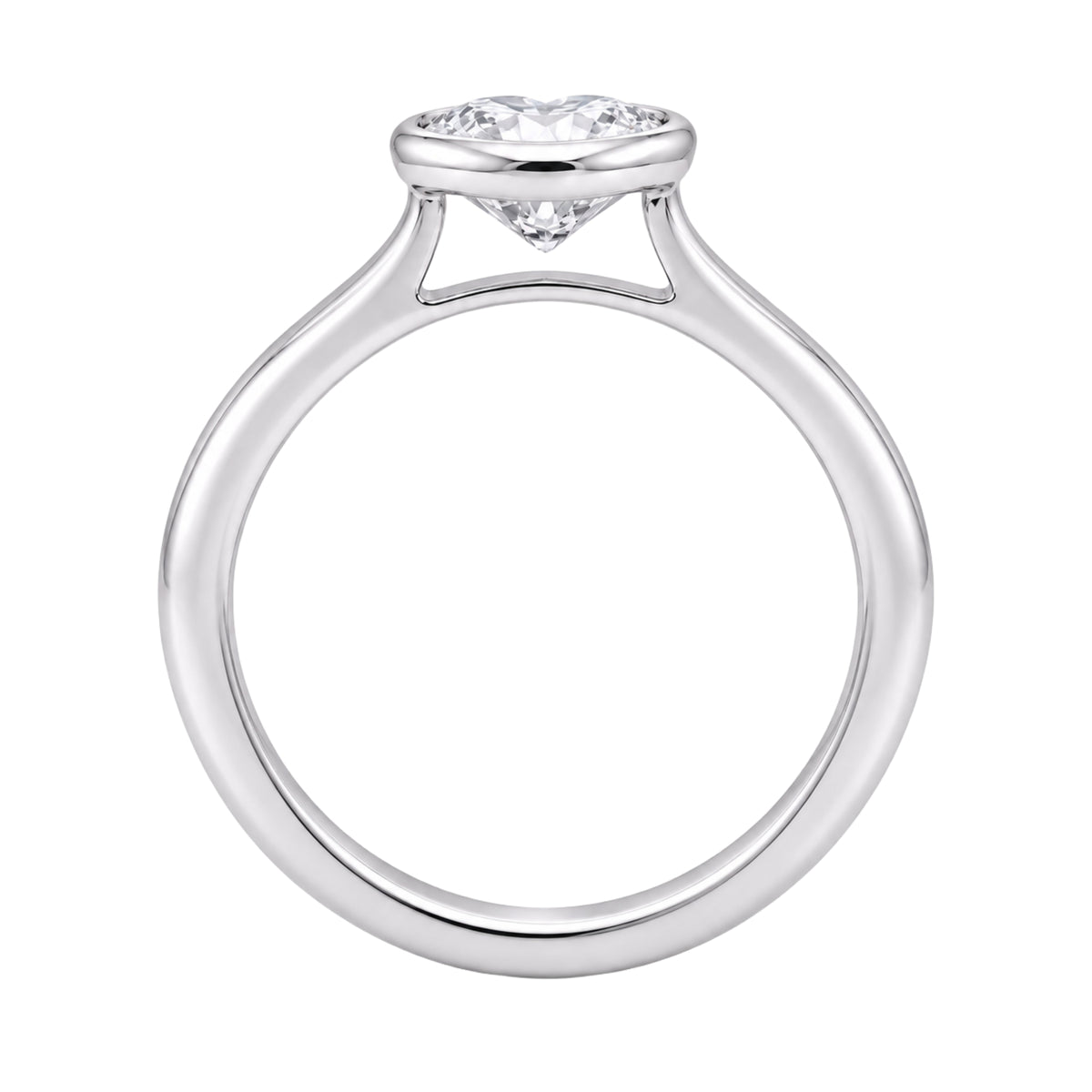 Lab-Grown Diamond Heart Cut Solitaire Bezel Engagement Ring in 14K White Gold or 14K Yellow Gold
