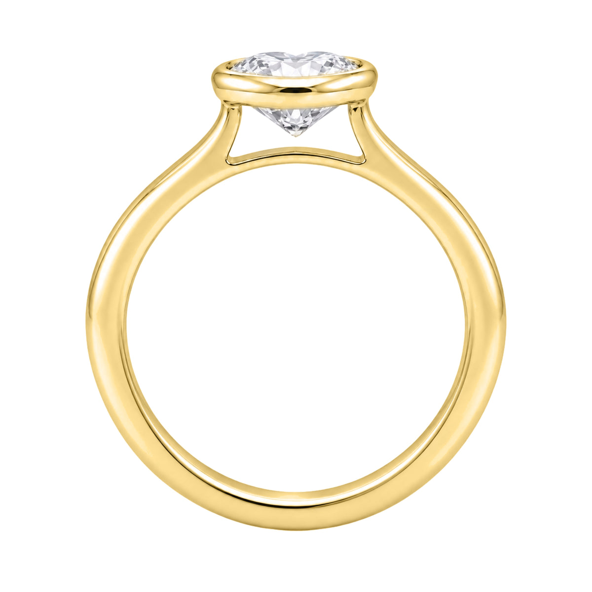 Lab-Grown Diamond Heart Cut Solitaire Bezel Engagement Ring in 14K White Gold or 14K Yellow Gold