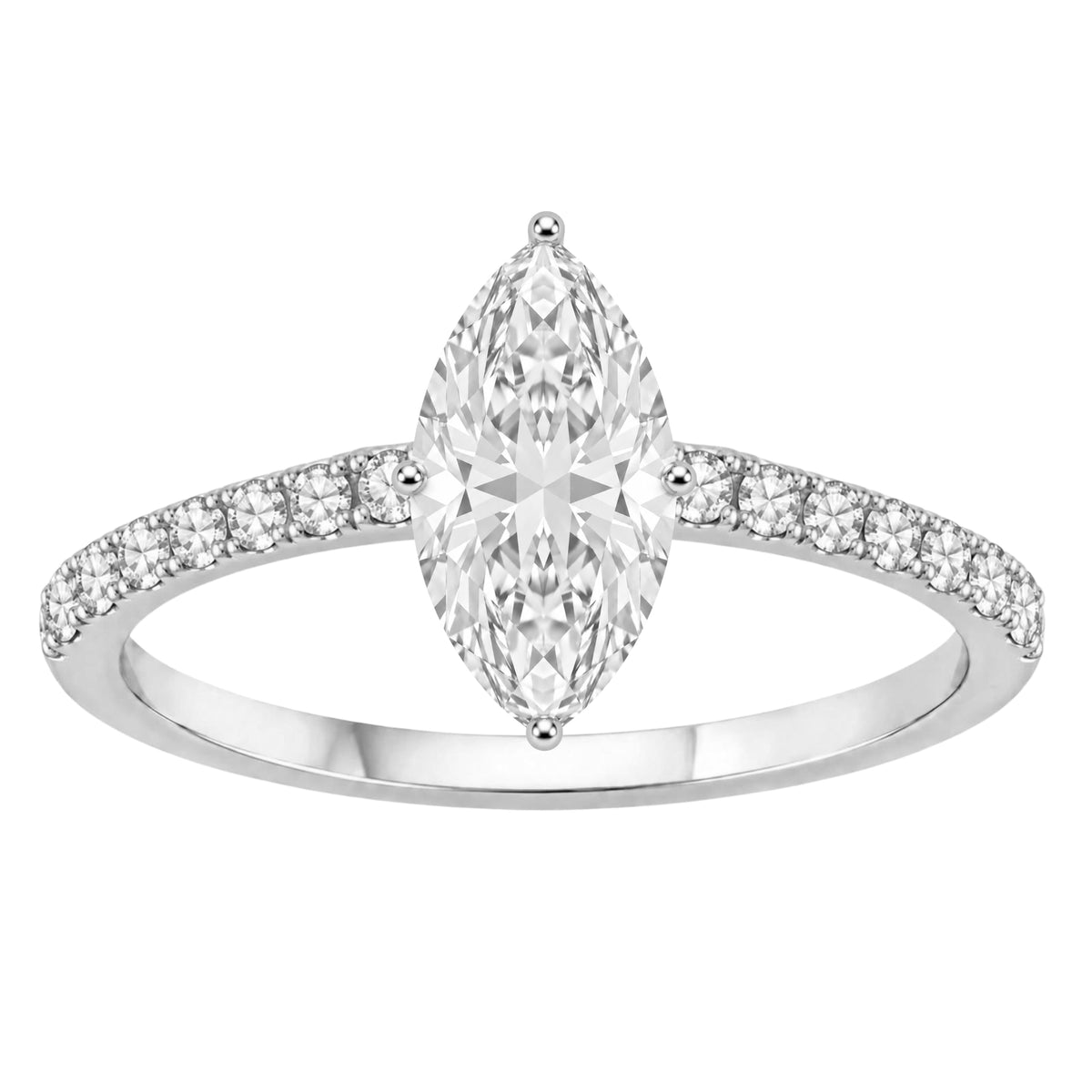 Lab-Grown Diamond Marquise Solitaire Wedding Ring in 14K White Gold or 14K Yellow Gold
