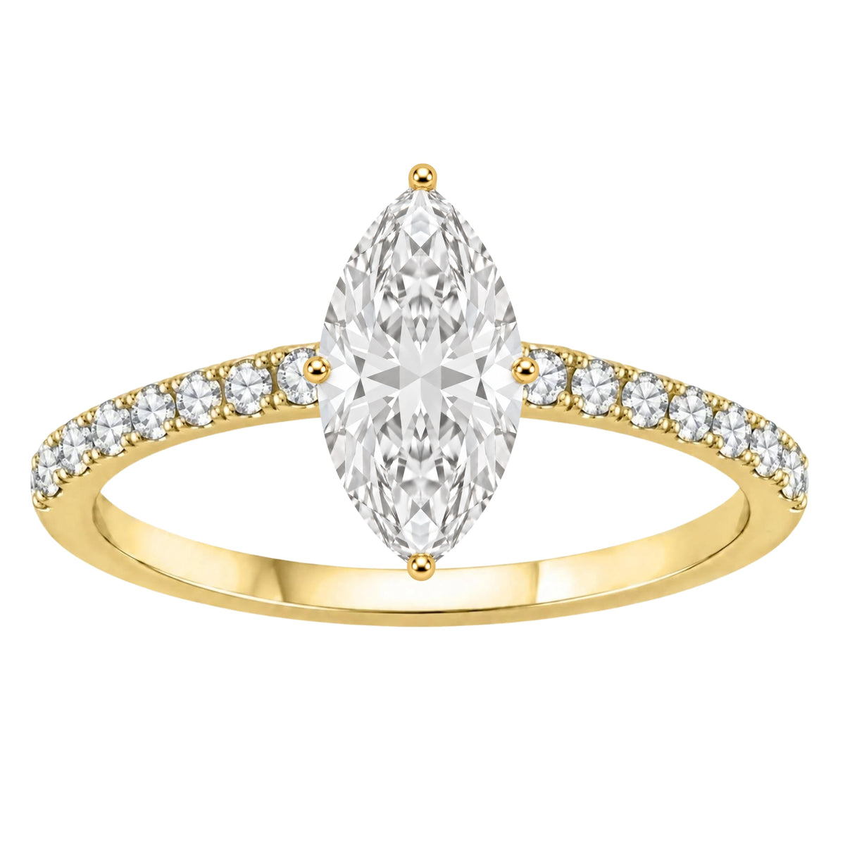 Lab-Grown Diamond Marquise Solitaire Wedding Ring in 14K White Gold or 14K Yellow Gold