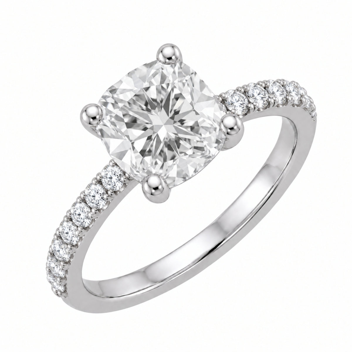 Lab-Grown Diamond Cushion Solitaire Wedding Ring in 14K White Gold or 14K Yellow Gold