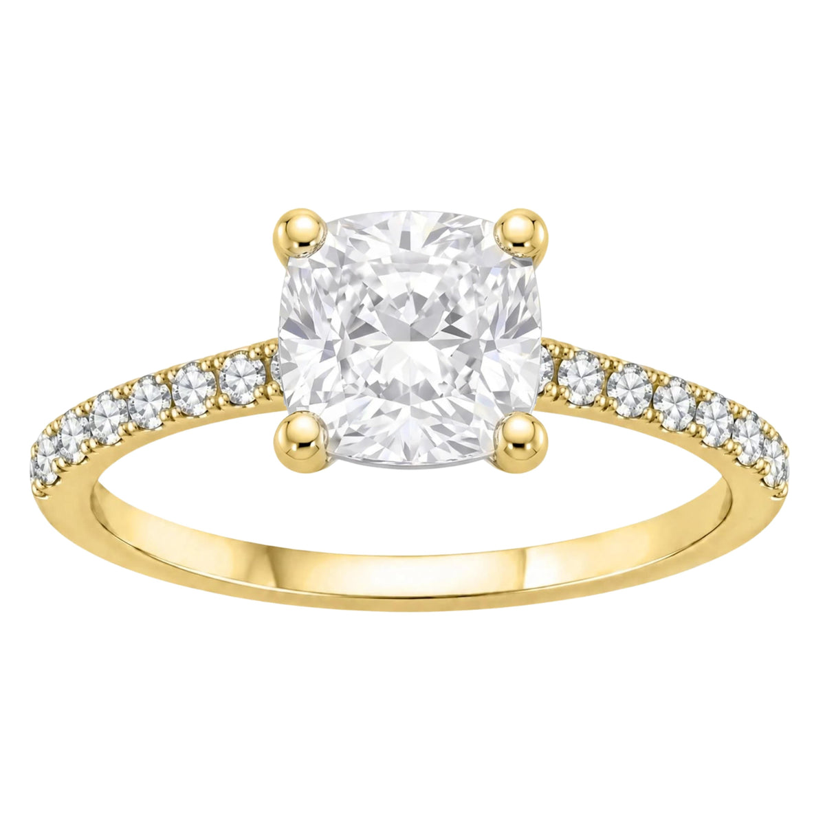 Lab-Grown Diamond Cushion Solitaire Wedding Ring in 14K White Gold or 14K Yellow Gold