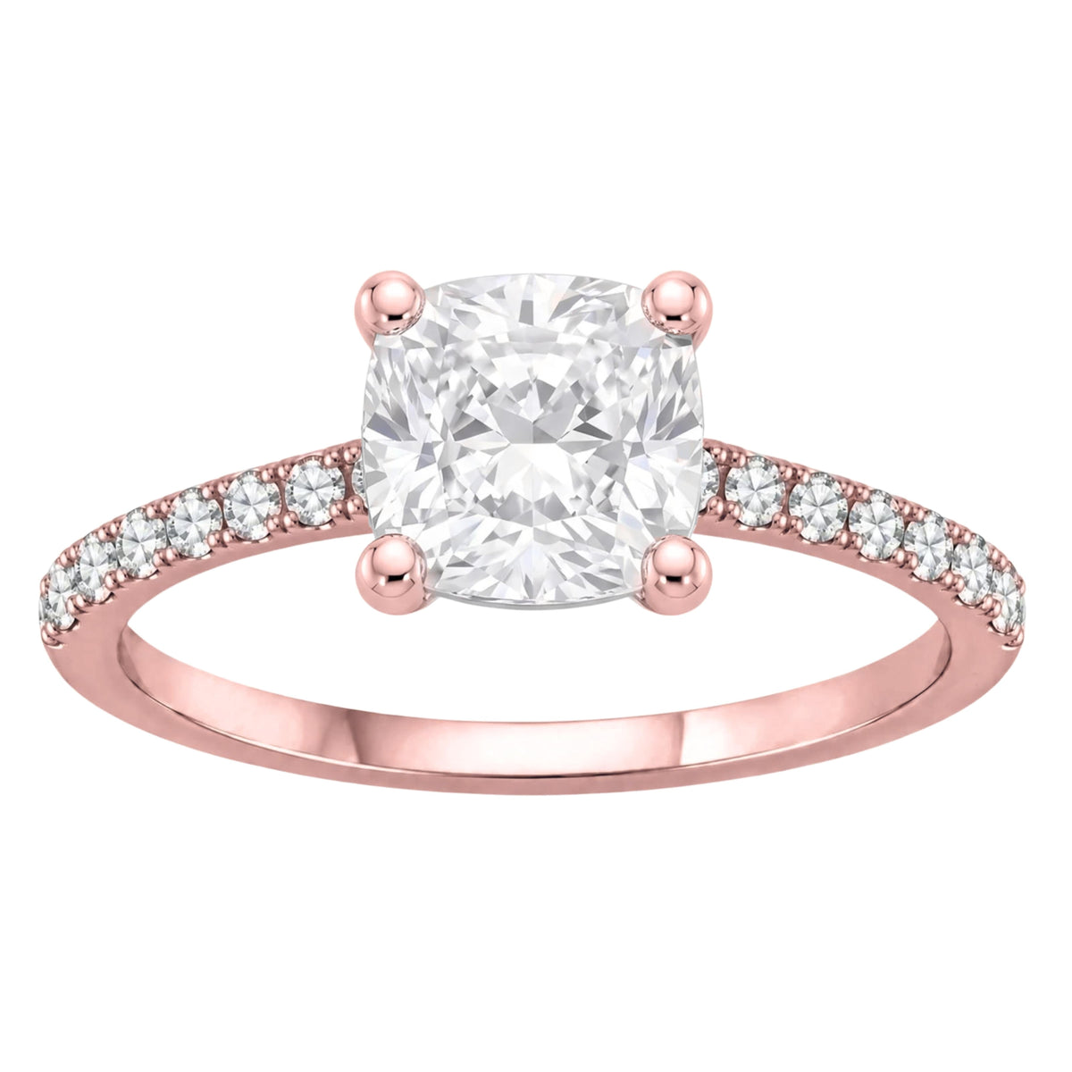 Lab-Grown Diamond Cushion Solitaire Wedding Ring in 14K White Gold or 14K Yellow Gold
