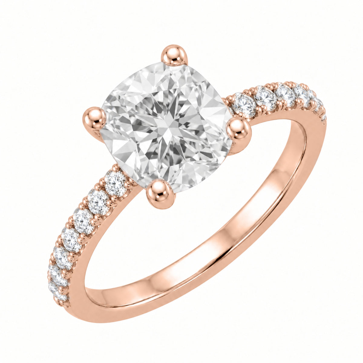Lab-Grown Diamond Cushion Solitaire Wedding Ring in 14K White Gold or 14K Yellow Gold