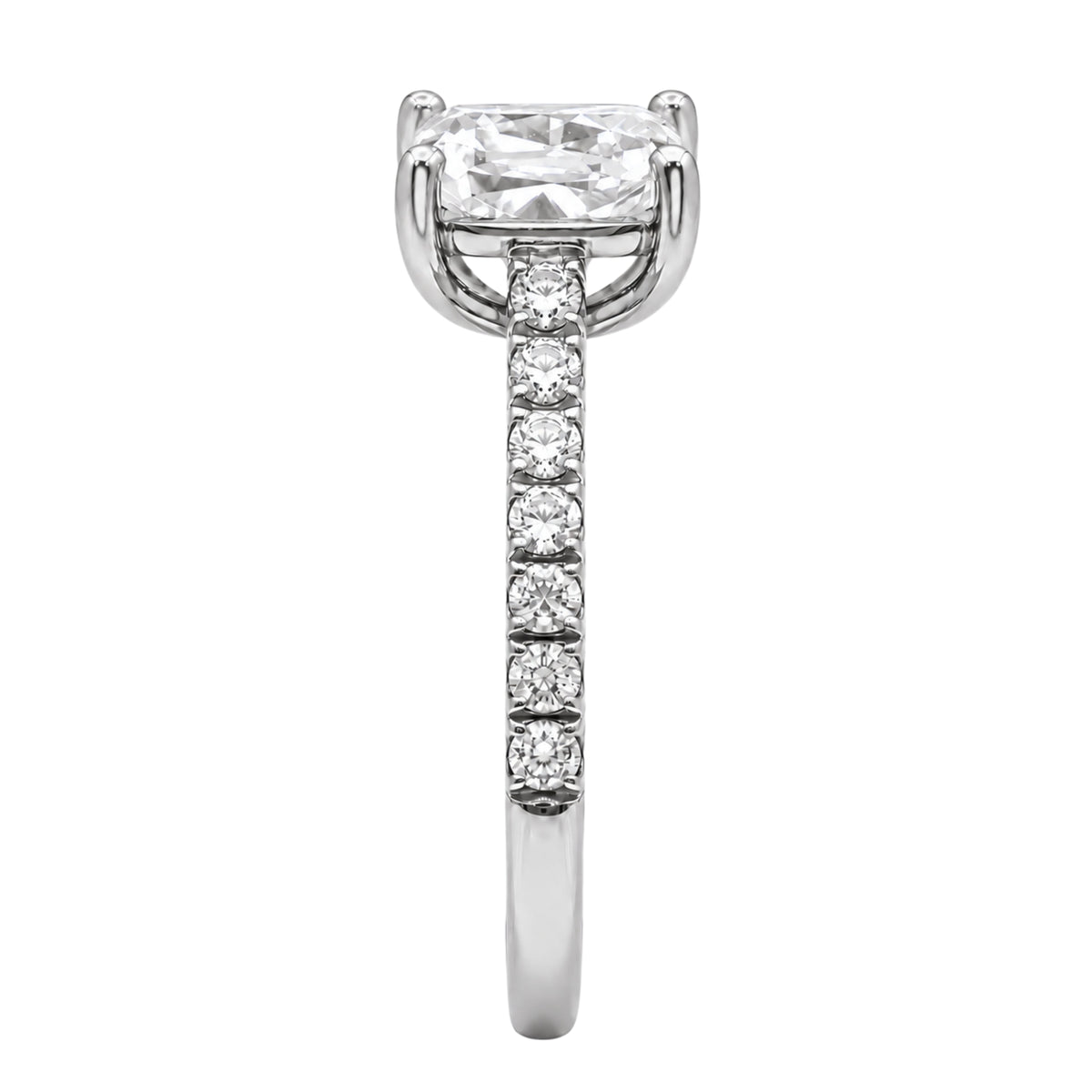 Lab-Grown Diamond Long Cushion Solitaire Wedding Ring in 14K White Gold or 14K Yellow Gold