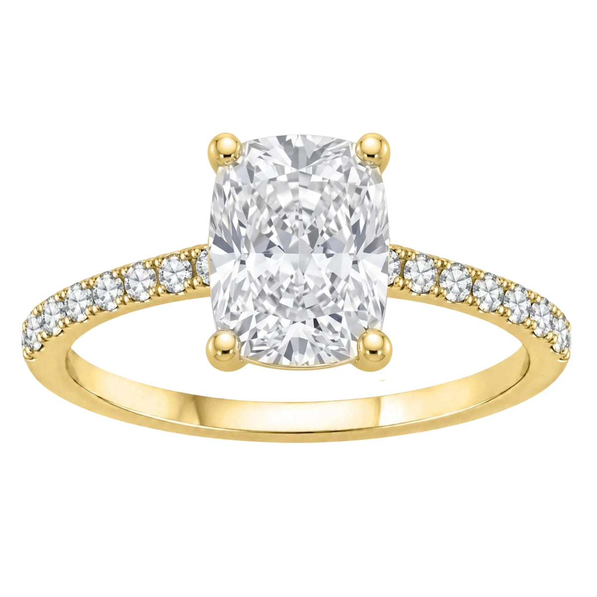 Lab-Grown Diamond Long Cushion Solitaire Wedding Ring in 14K White Gold or 14K Yellow Gold