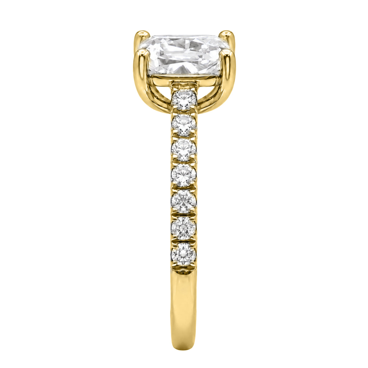 Lab-Grown Diamond Long Cushion Solitaire Wedding Ring in 14K White Gold or 14K Yellow Gold