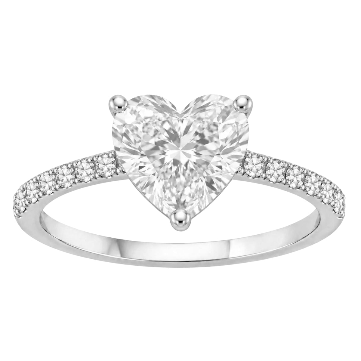 Lab-Grown Diamond Heart Solitaire Wedding Ring in 14K White Gold or 14K Yellow Gold