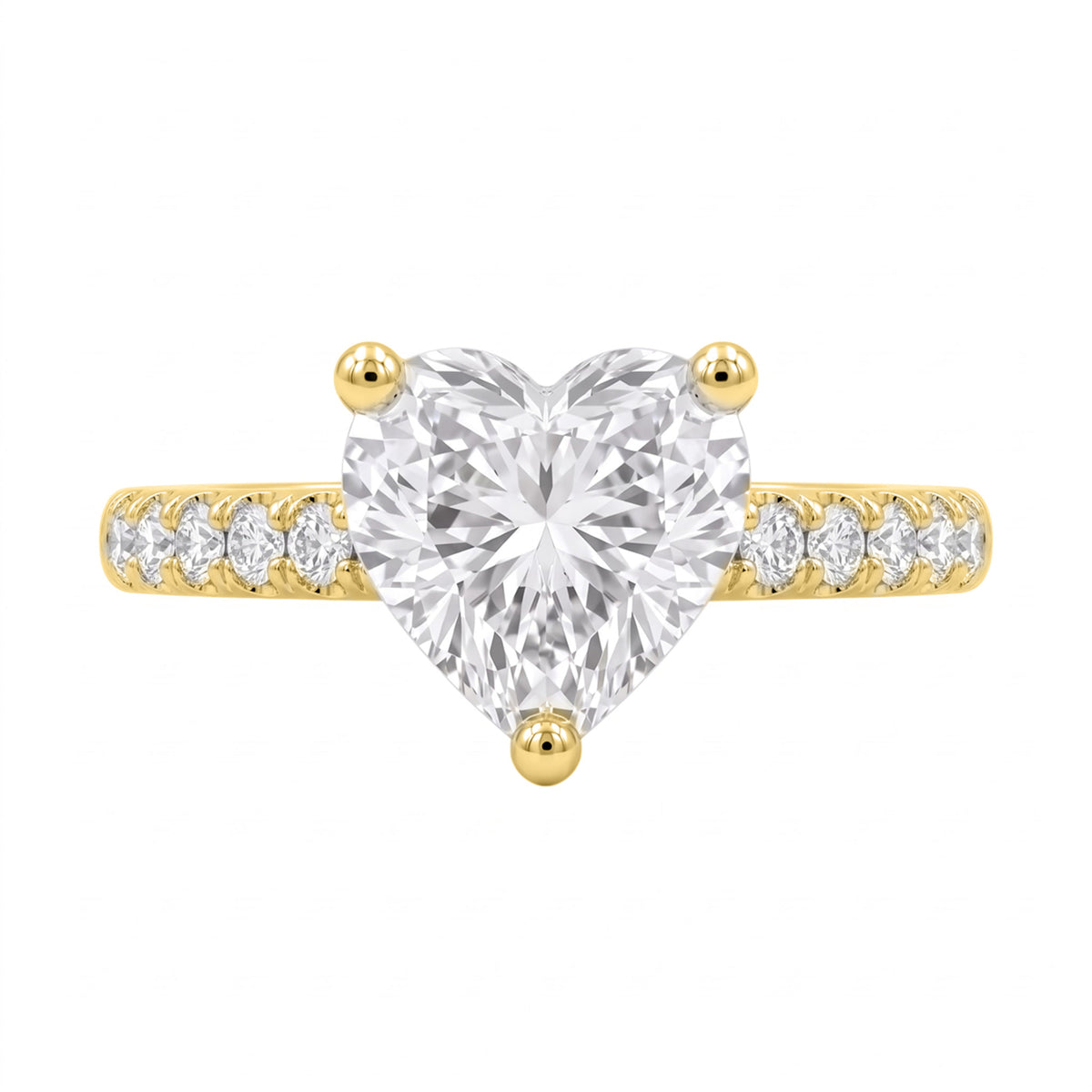 Lab-Grown Diamond Heart Solitaire Wedding Ring in 14K White Gold or 14K Yellow Gold