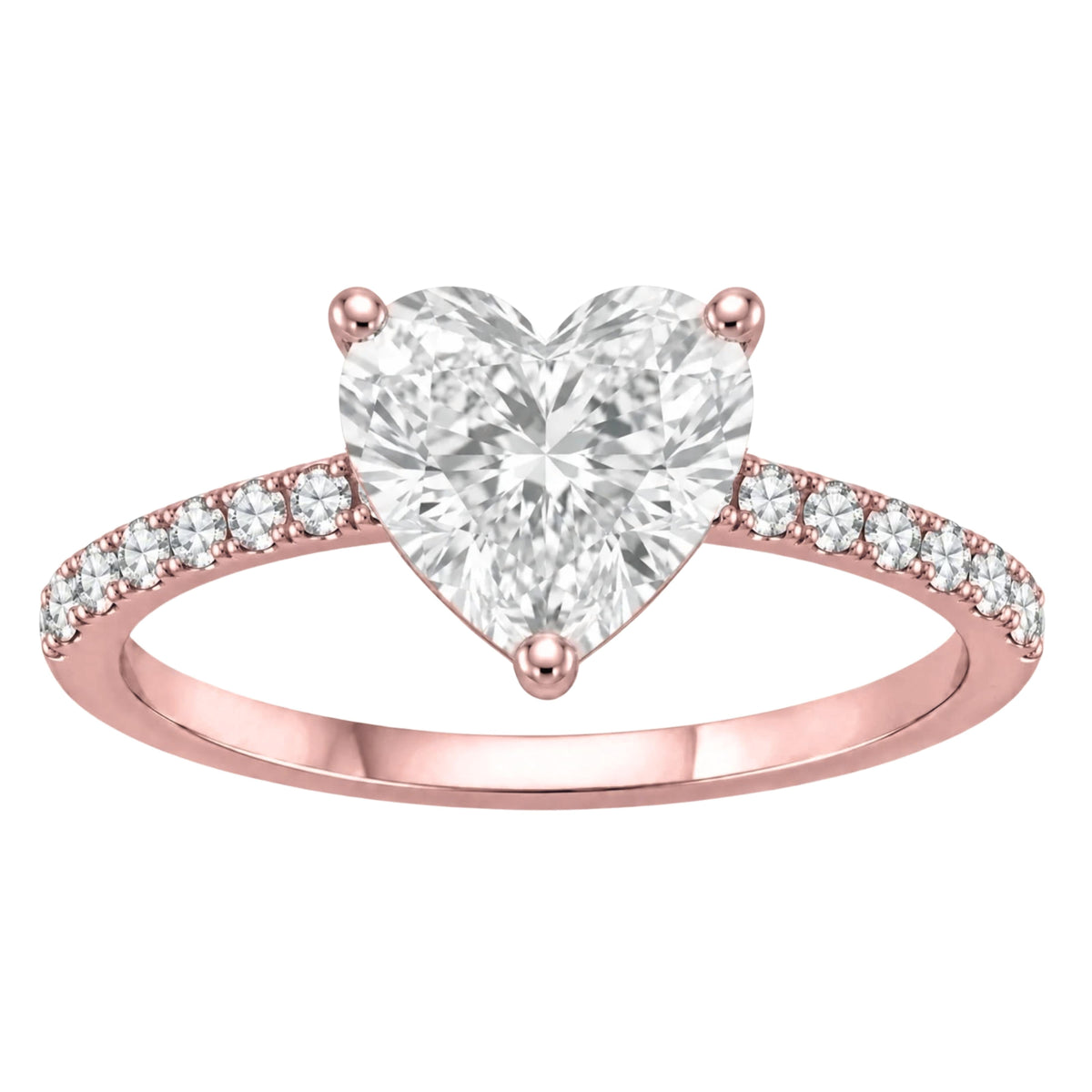 Lab-Grown Diamond Heart Solitaire Wedding Ring in 14K White Gold or 14K Yellow Gold