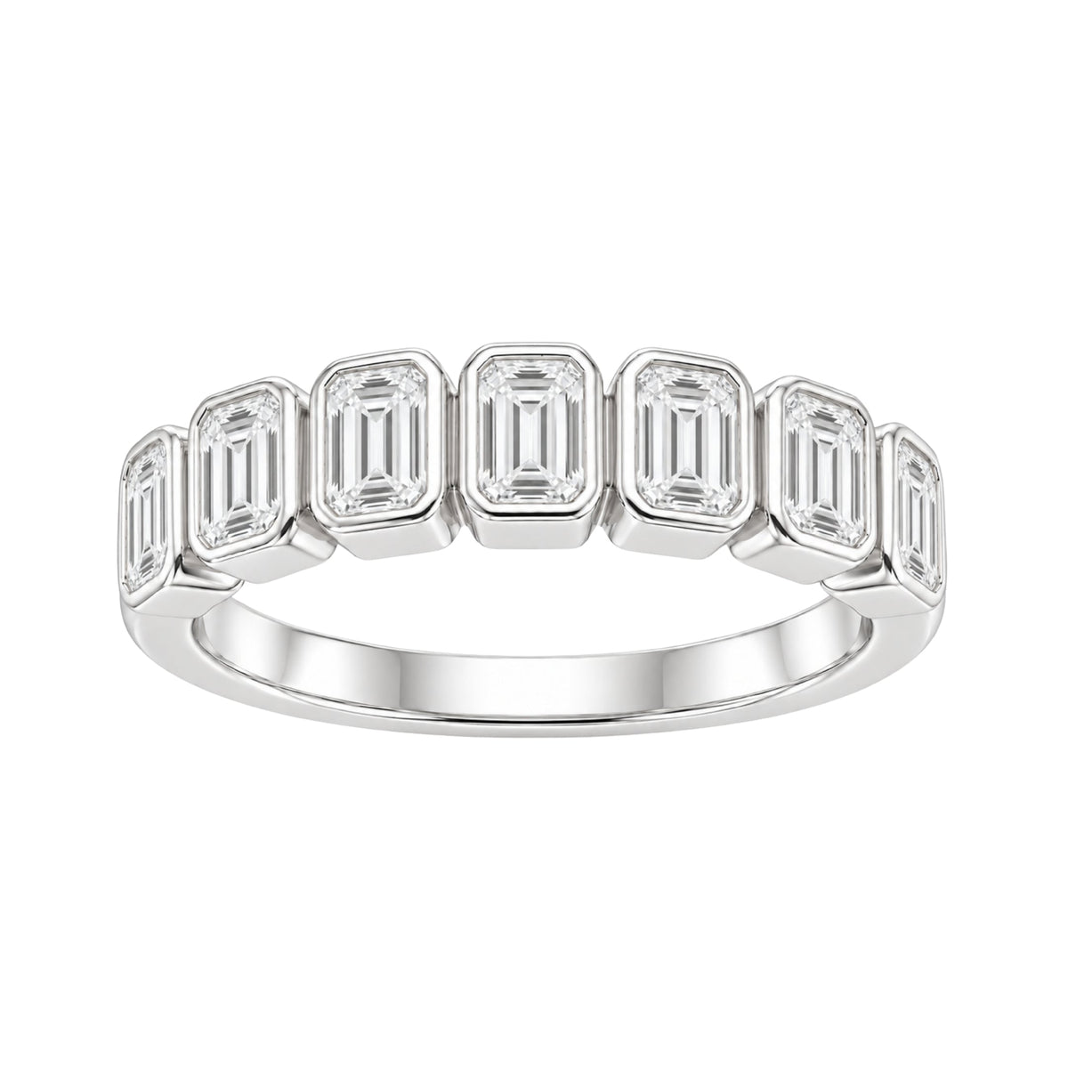 Lab-Grown Diamond Emerald-Cut 7 Stone Ring in 14K White Gold or 14K Yellow Gold