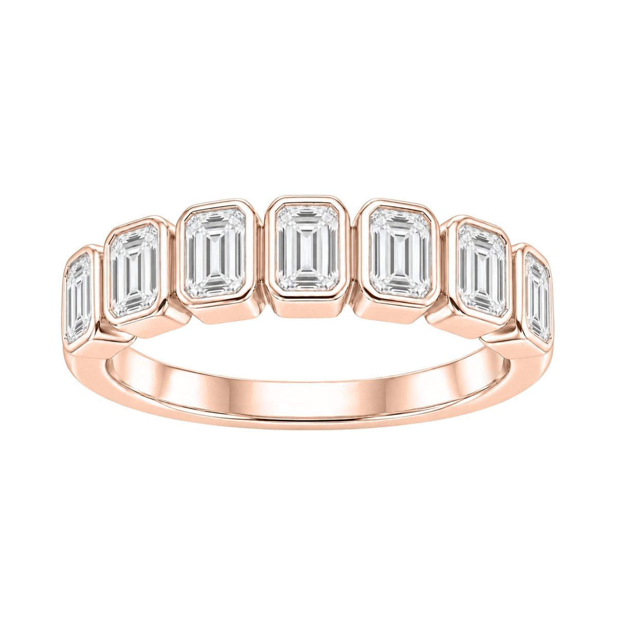 Lab-Grown Diamond Emerald-Cut 7 Stone Ring in 14K White Gold or 14K Yellow Gold