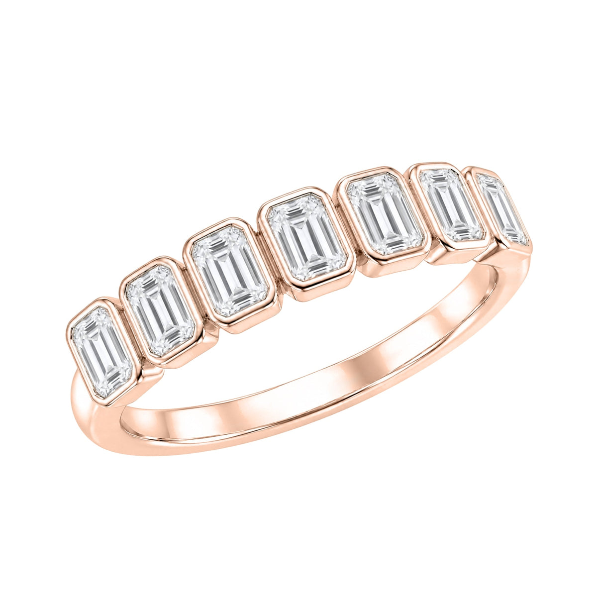 Lab-Grown Diamond Emerald-Cut 7 Stone Ring in 14K White Gold or 14K Yellow Gold