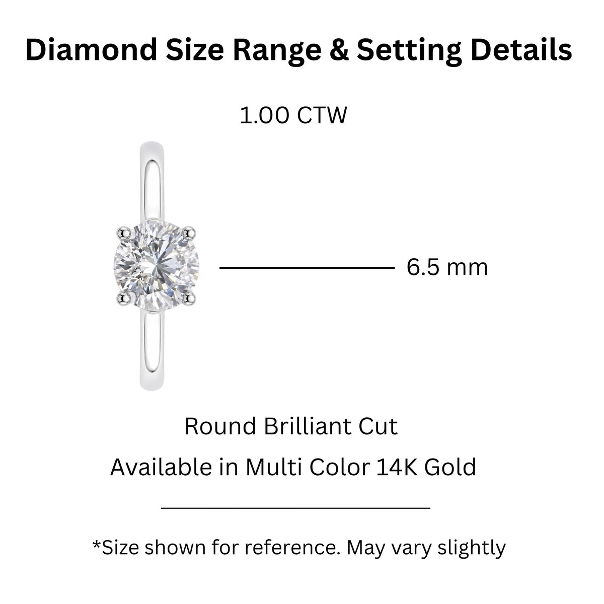 Lab-Grown Diamond Round Cut Solitaire Engagement Ring in 14K White Gold or 14K Yellow Gold
