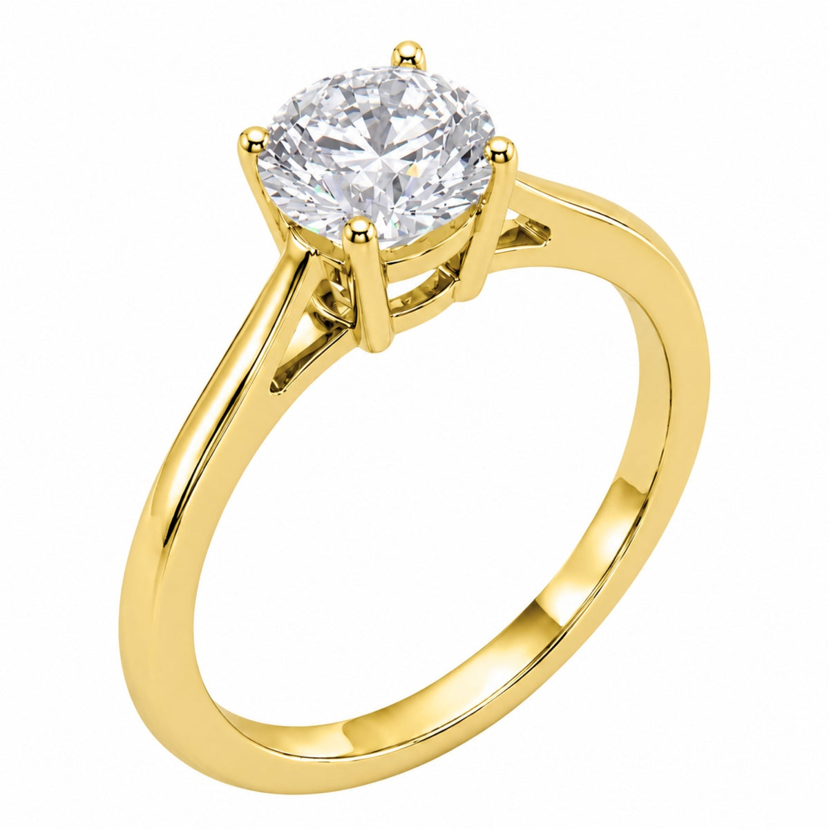 Lab-Grown Diamond Round Cut Solitaire Engagement Ring in 14K White Gold or 14K Yellow Gold
