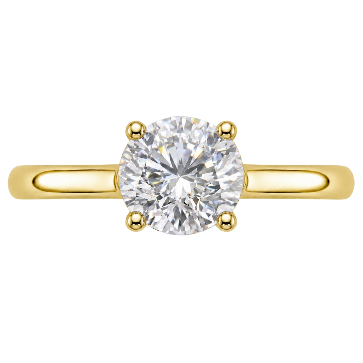 Lab-Grown Diamond Round Cut Solitaire Engagement Ring in 14K White Gold or 14K Yellow Gold