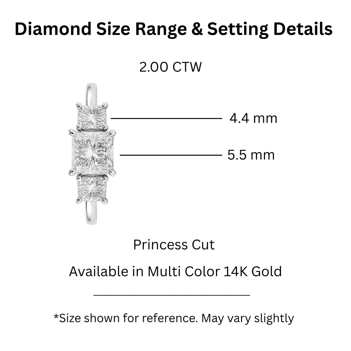 Lab-Grown Diamond Princess Three-Stone Engagement Ring in 14K White Gold or 14K Yellow Gold