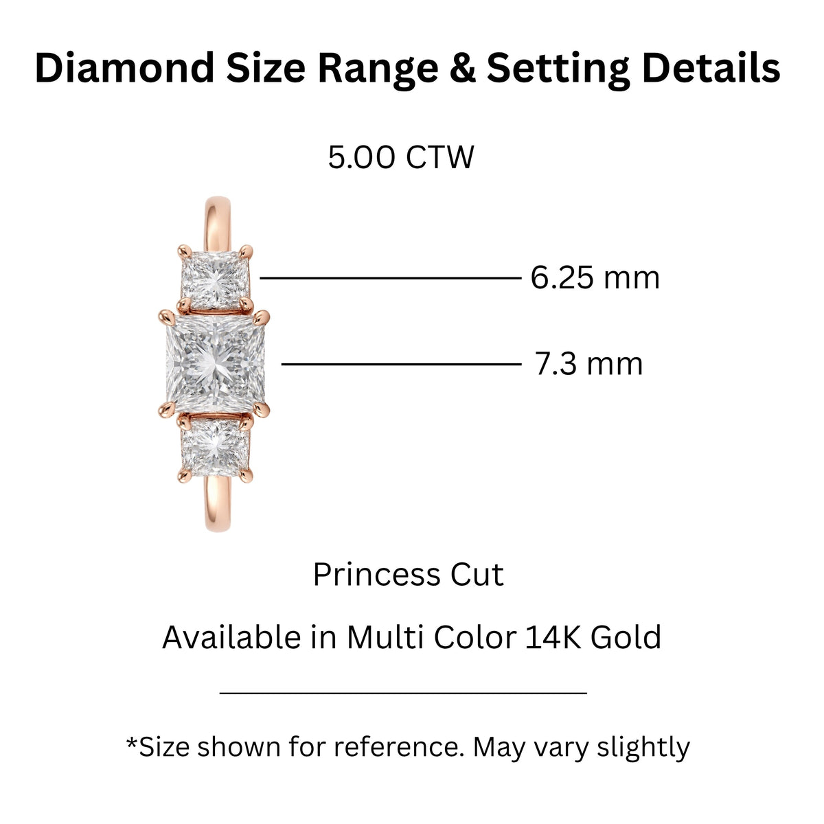 Lab-Grown Diamond Princess Three-Stone Engagement Ring in 14K White Gold or 14K Yellow Gold
