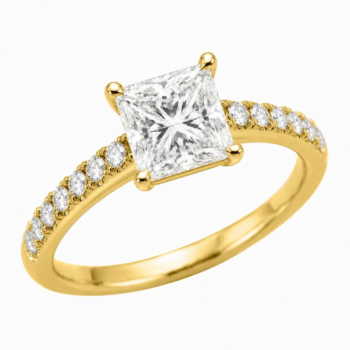 Lab-Grown Diamond Princess Solitaire Wedding Ring in 14K White Gold or 14K Yellow Gold
