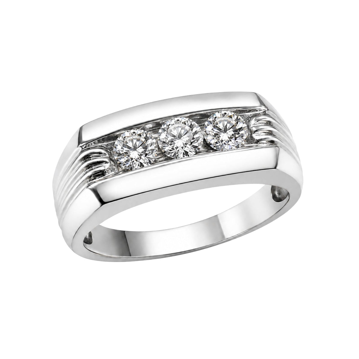 1 ct. T.W. Lab-Grown Diamond Round Three-Stone Engagement Ring in 14K White Gold or 14K Yellow Gold