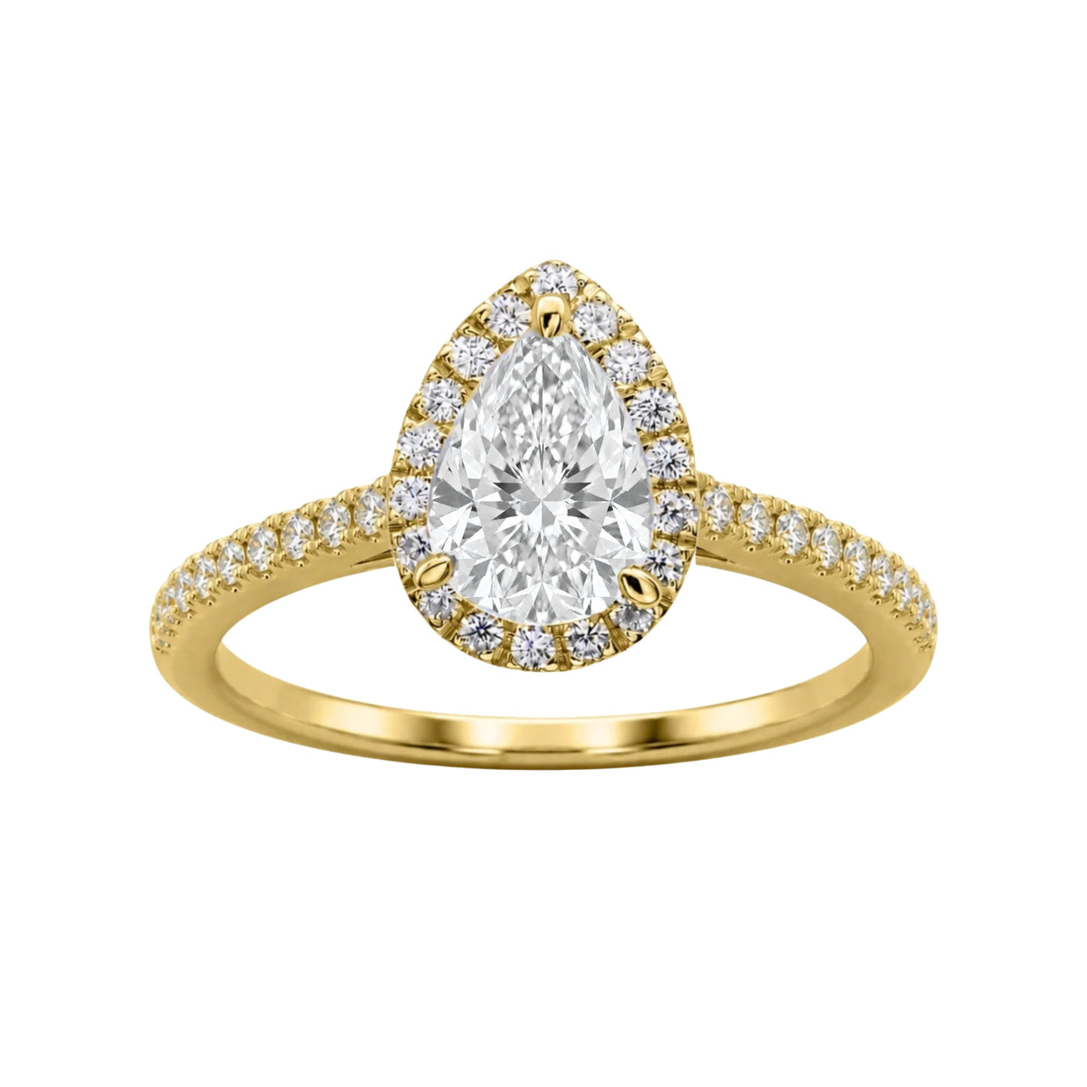 Lab-Grown Diamond Pear Halo Engagement Ring in 14K White Gold or 14K Yellow Gold