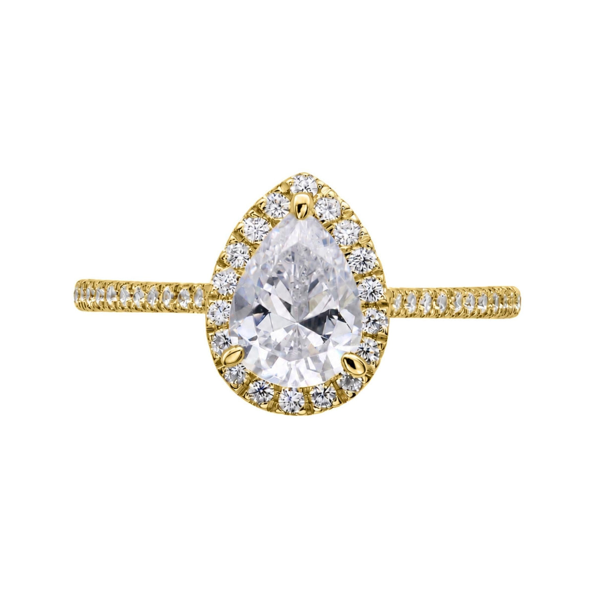Lab-Grown Diamond Pear Halo Engagement Ring in 14K White Gold or 14K Yellow Gold