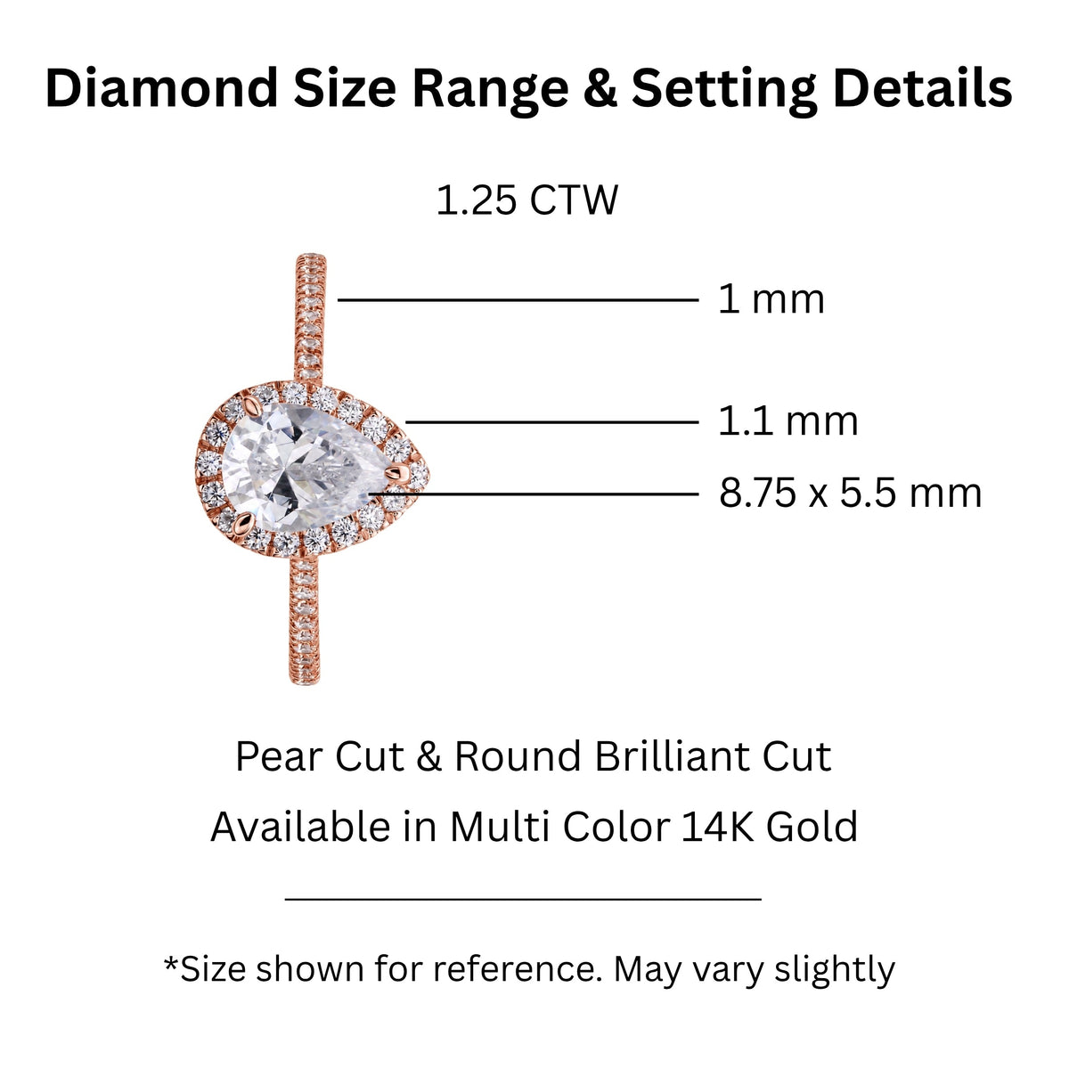 Lab-Grown Diamond Pear Halo Engagement Ring in 14K White Gold or 14K Yellow Gold